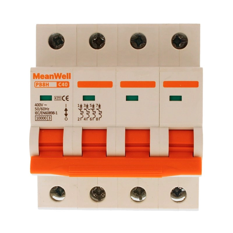 Interruttore Magnetetermico Meanwell Curva C 4P 4M 10Ka C40A Ac 400V Ip20 Iec60898