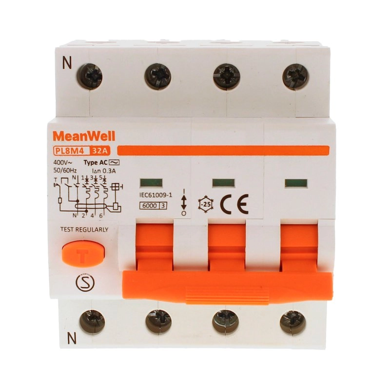 Magnetotermico Differenziale Per Quadri Elettrici Con Guida Din Tipo Ac Curva C 3 Poli+Neutro 4 Moduli 6Ka 300Ma C32A 400V Ip20 Certificato Iec61009