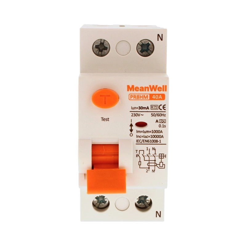 Differenziale Puro Meanwell Tipo A 1P+N 2M 10Ka 30Ma 40A Ac 230V