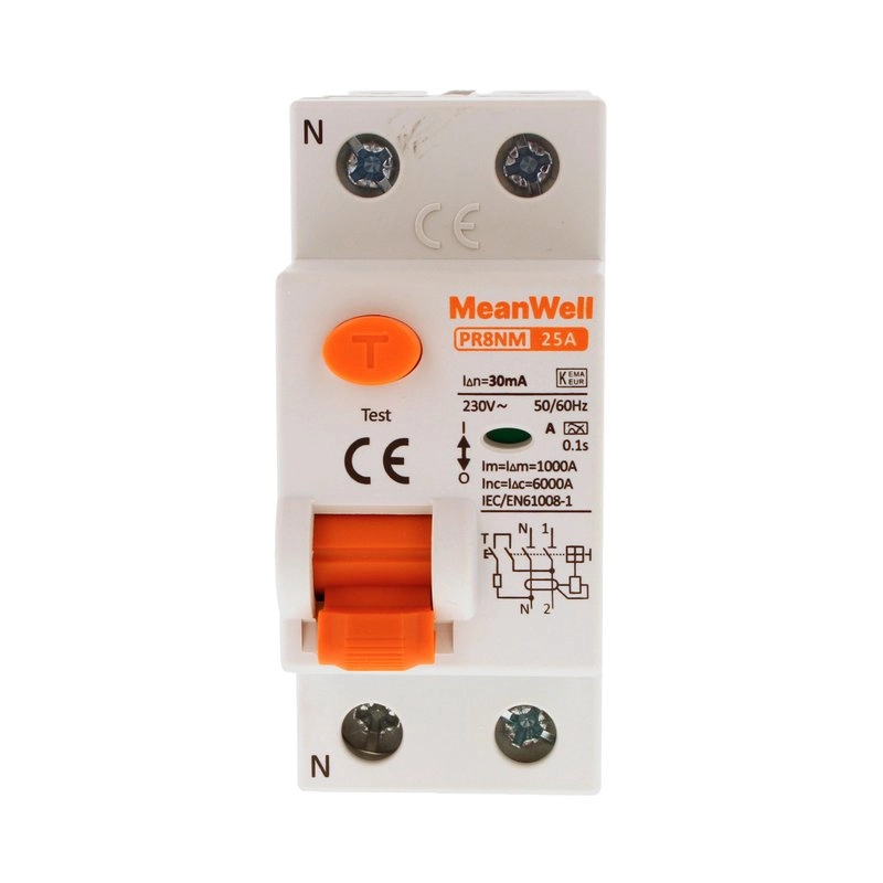 Differenziale Puro Meanwell Tipo A 1P+N 2M 6Ka 30Ma 25A Ac 230V