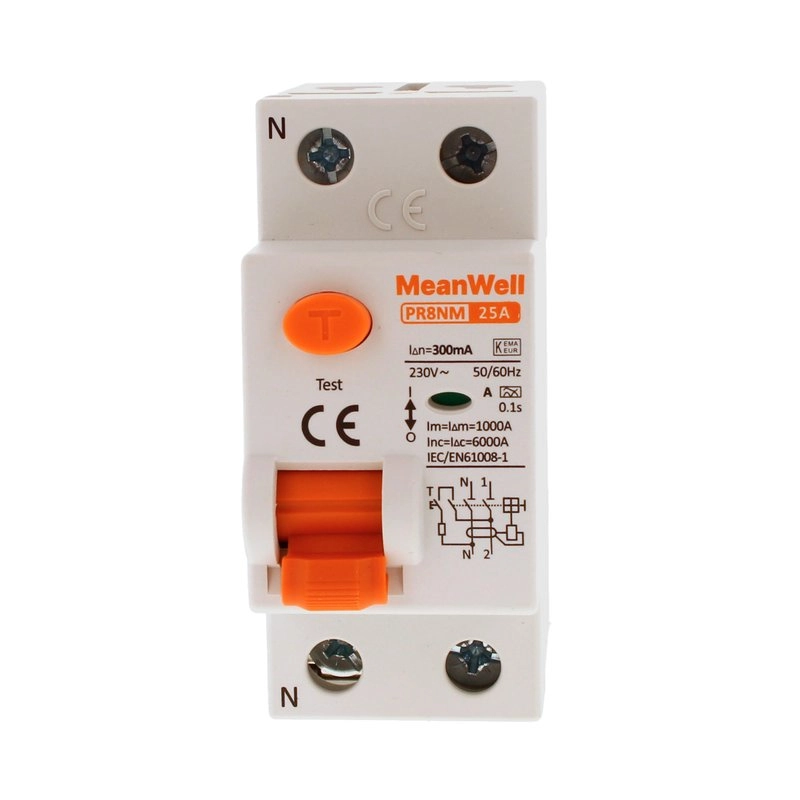 Differenziale Puro Meanwell Tipo A 1P+N 2M 6Ka 300Ma 25A Ac 230V