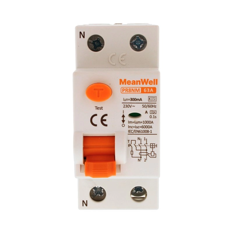 Differenziale Puro Meanwell Tipo A 1P+N 2M 6Ka 300Ma 63A Ac 230V
