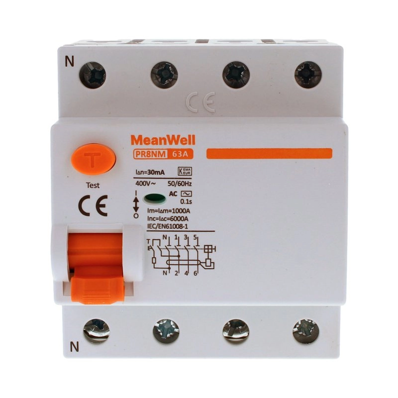 Differenziale Puro Meanwell Tipo Ac 3P+N 4M 6Ka 30Ma 63A 400V