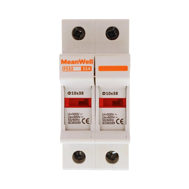 Portafusibile Meanwell Ac 2P 2M D10X38Mm 32A Ac 500V Ip20 Iec60269