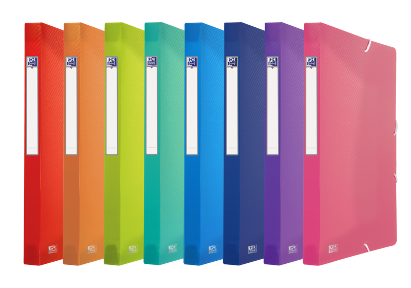 Cartella per progetti Oxford Urban A4 - Copertina in plastica traslucida - 3 alette fisse - Dorso da 25 mm - Colori assortiti