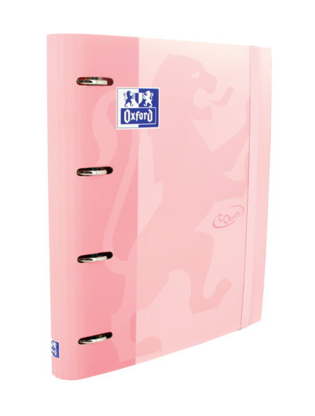 Raccoglitore ad anelli Oxford Europeanbinder Touch A4+ con griglia sostitutiva 5x5 - Copertina extra rigida - Chiusura ad elastico - Colore fenicottero pastello