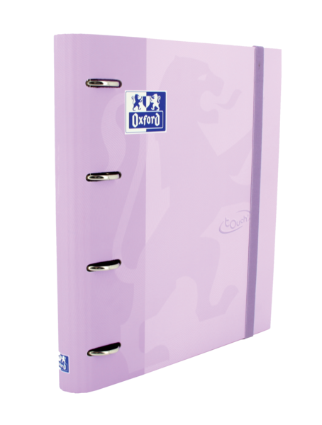 Raccoglitore ad anelli Oxford Europeanbinder Touch A4+ con griglia sostitutiva 5x5 - Copertina extra rigida - Chiusura ad elastico - Colore malva pastello