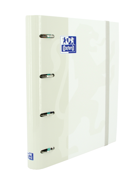 Raccoglitore ad anelli Oxford Europeanbinder Classic A4+ con griglia sostitutiva 5x5 - Copertina extra rigida - Chiusura ad elastico - Colore bianco