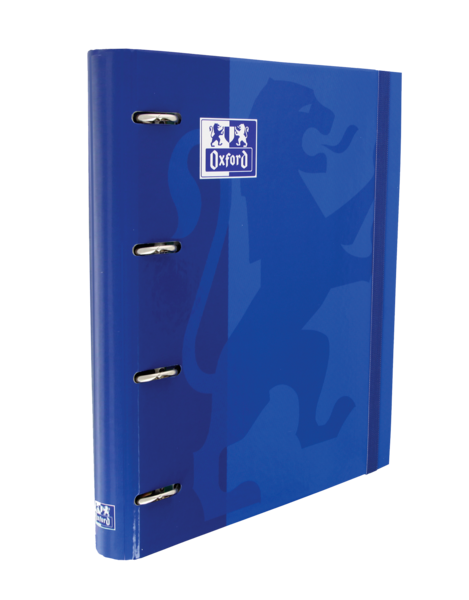 Raccoglitore ad anelli Oxford Europeanbinder Classic A4+ con griglia di ricambio 5x5 - Copertina extra rigida - Chiusura ad elastico - Colore blu navy