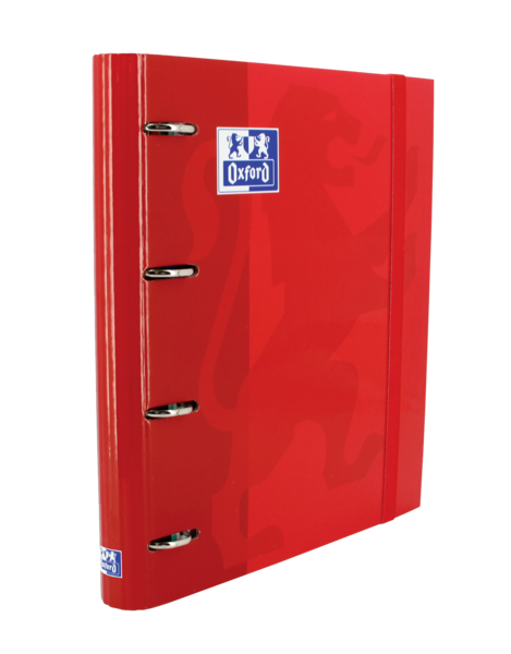Raccoglitore ad anelli Oxford Europeanbinder Classic A4+ con griglia di ricambio 5x5 - Copertina extra rigida - Chiusura ad elastico - Colore rosso