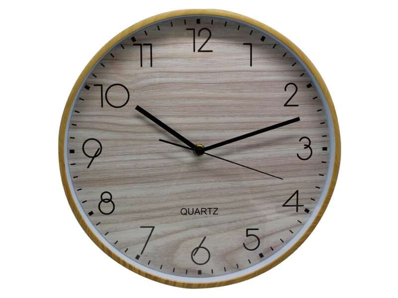 Orologio da Ufficio Bismark Cornice Effetto Legno - Cornice in Plastica - Lente in Vetro - Lancette in Alluminio - Quadrante in PVC - Colore Marrone