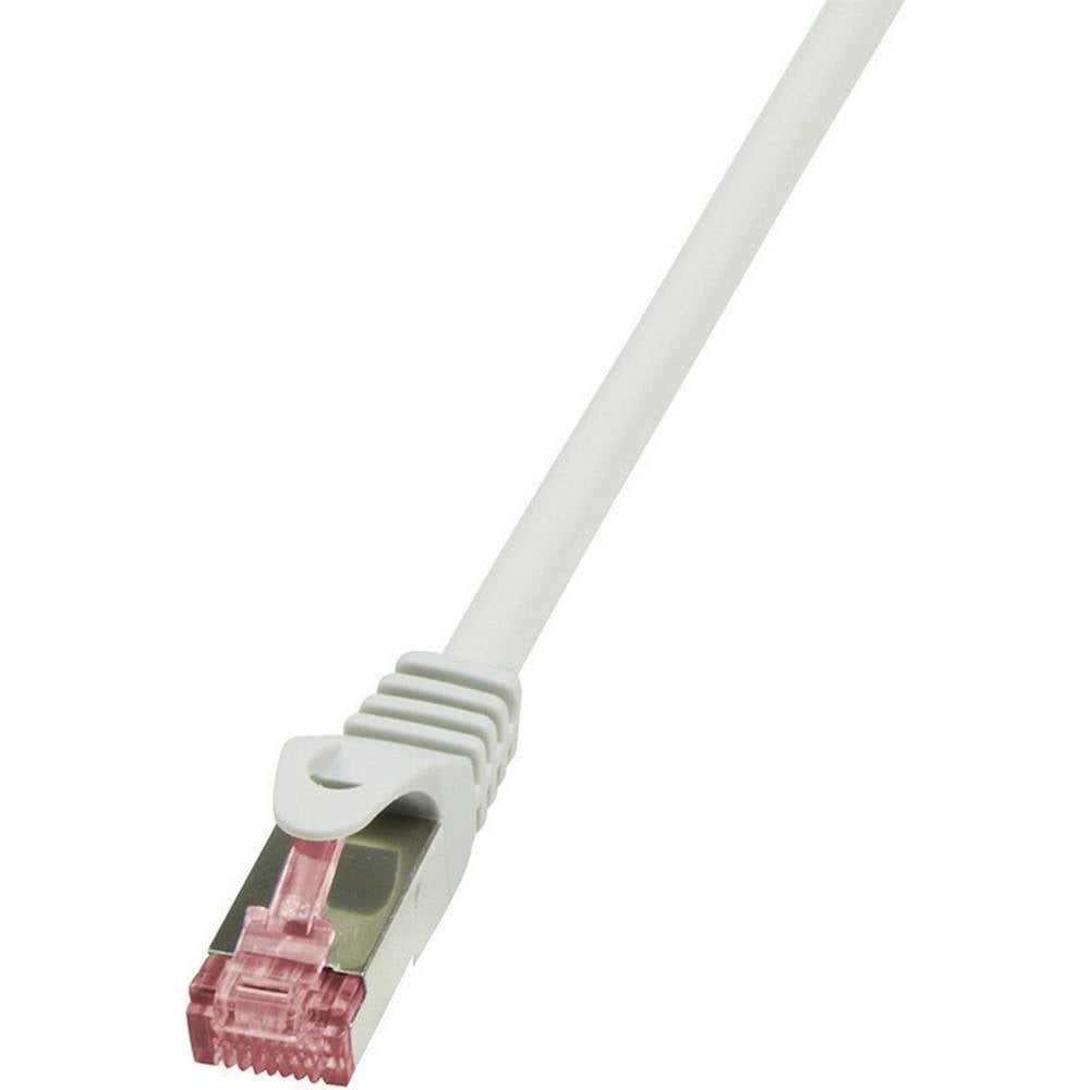 LogiLink CQ2012S RJ45 Cavo di rete cavo patch CAT 6 S/FTP 0.25 m Grigio Ritardante di fiamma con protezione 1 pz.
