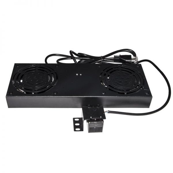 Armadio Rack Kit 2 Ventole Con Term Ostato Per Armadi Rack A Muro Nero