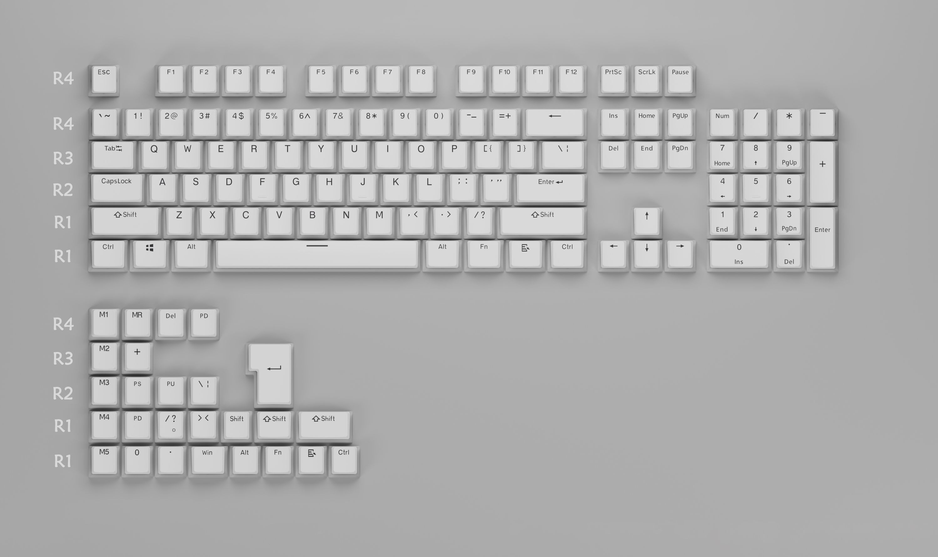 Set Di 130 Tasti Pudding Bianco  Pbt Oem