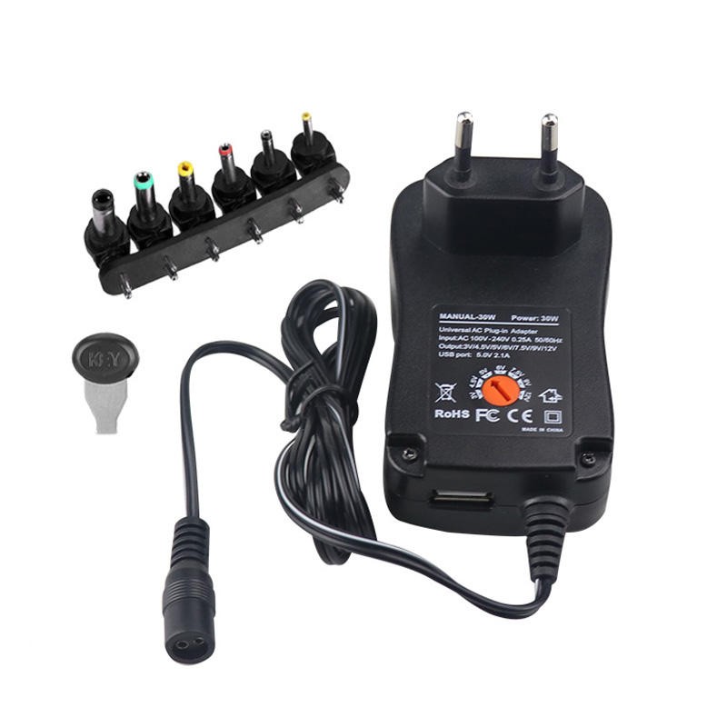 Alimentatore Universale Multispina 3-12 Volt 30 Watt Con Connettore Usb 5 Volt 2.1A