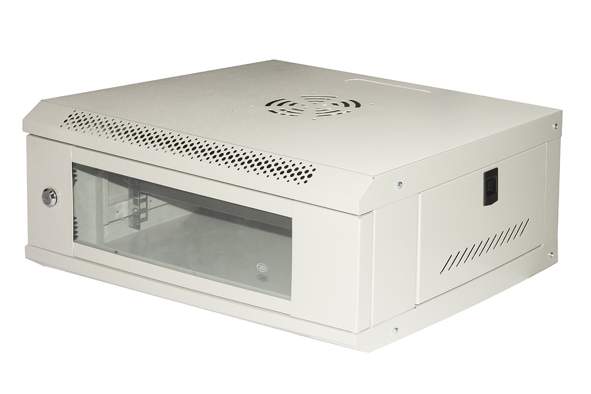 Armadio Rack 19 4U Link Serie Light Colore Grigio Con Porta Vetro (Axpxl) Mm 240X400X530 Ripiano Incluso