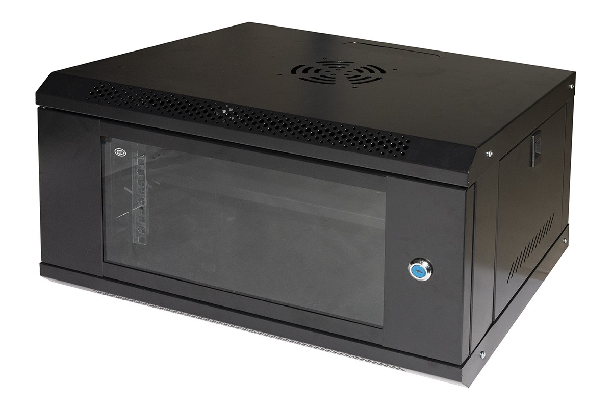 Armadio Rack 19 6U Link Serie Light Colore Nero Con Porta Vetro (Axpxl) Mm 300X400X530 Ripiano Incluso