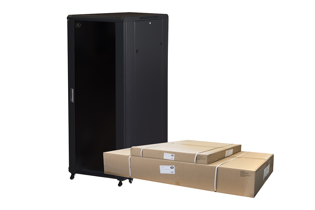 Armadio Rack Per Reti 19 22U (A)1166 (L)600 (P)800 Colore Nero Porta Vetro Disassemblato