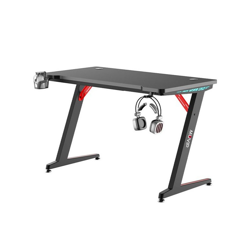 Muvip PRO300 Tavolo da Gioco in Fibra di Carbonio con Luce RGB - Solido - Ampia Superficie - Portabicchieri - Gancio per Cuffie - Misura 120x60x75cm -