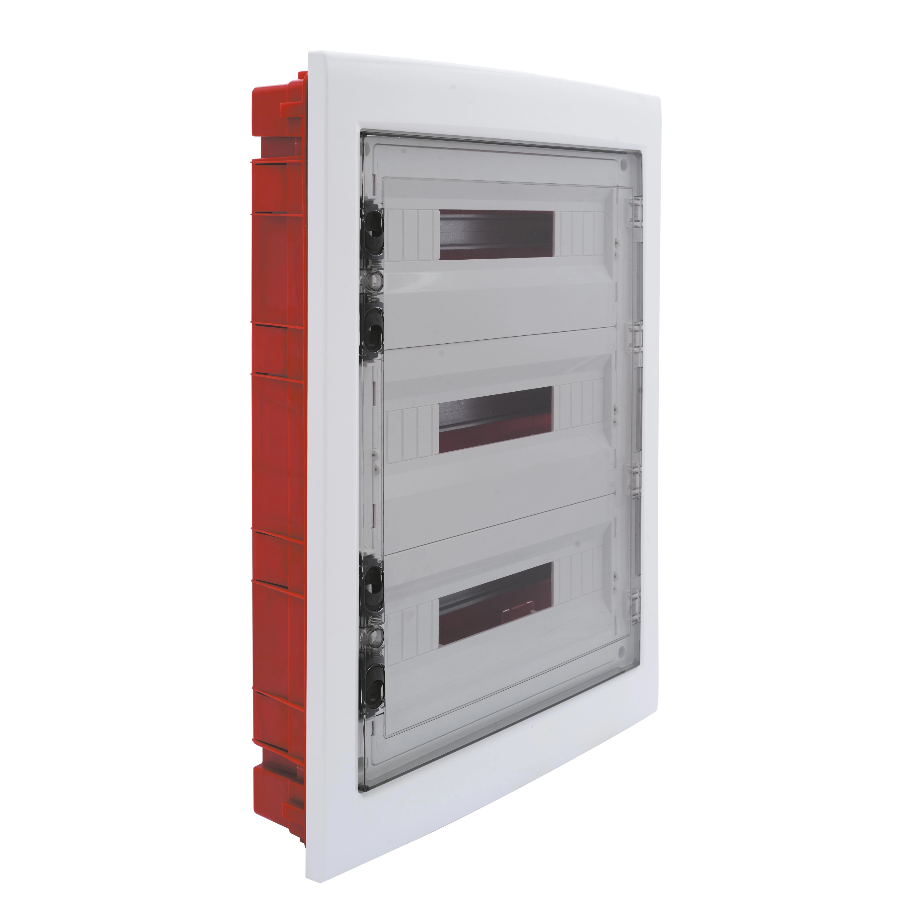 Centralino Da Incasso Meanwell Con Portello Cieco E Telaio Estraibile 54 Moduli 460X685X80Mm Bianco E Portello Fum?