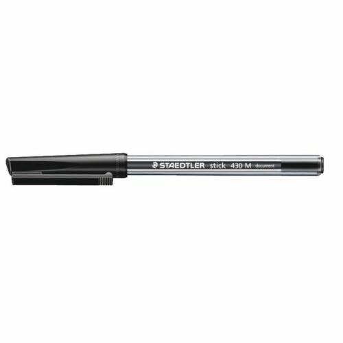 Staedtler Stick 430 Penna a sfera con cappuccio - Punta 035 mm - Inchiostro indelebile - Colore nero