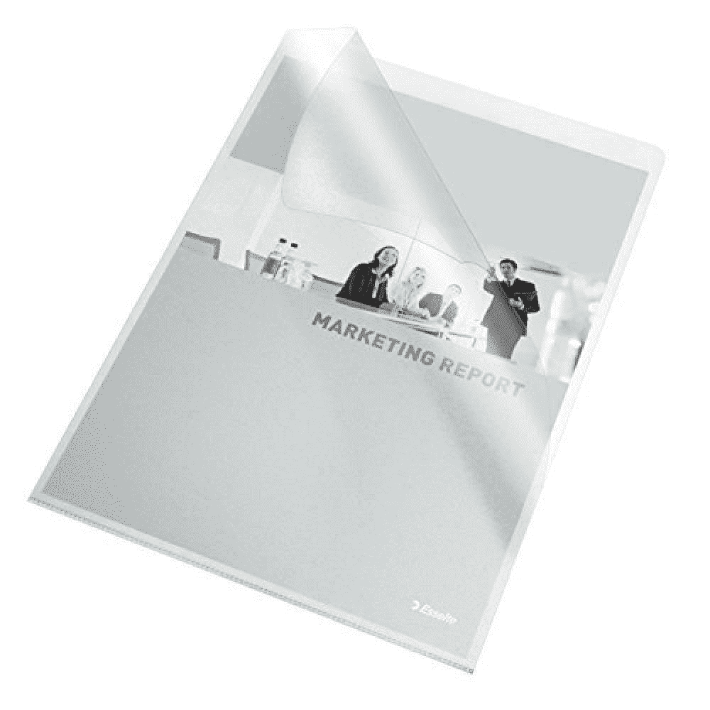 Esselte 30Q confezione da 100 File Tab - Formato Folio - PVC Flessibile - Spessore 140 Micron - Colore Trasparente