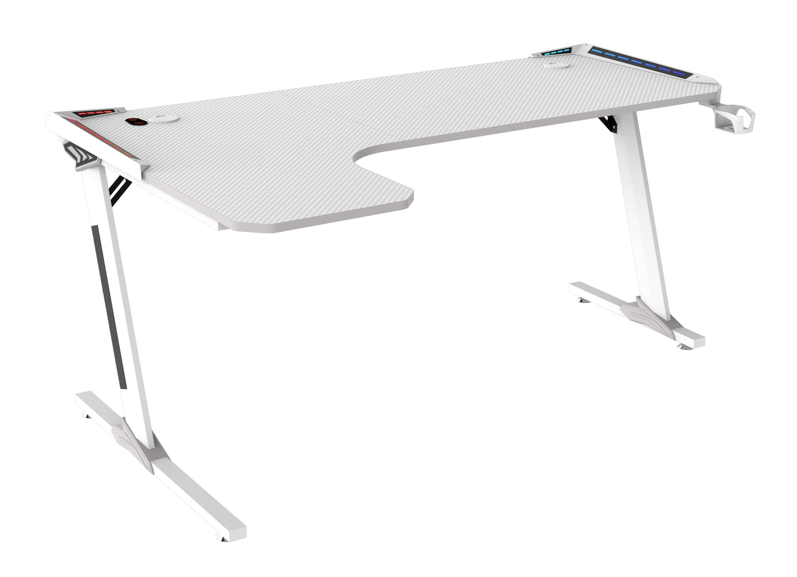 Tavolo Cortek Gaming L-Shape Rgb 160Cm White