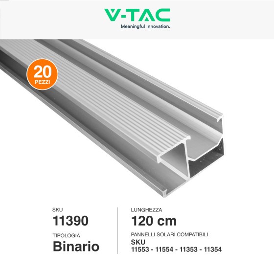 V-TAC Italia Kit Struttura in Alluminio per montaggio 10 Pannelli Fotovoltaici 35mm per installazione su Tetto con Tegole