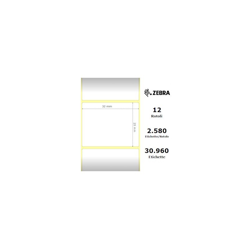ORIGINALE Zebra Etichette 800261-105 12PCK Z -Select 12 Rotoli termo 2000D 3175x254 mm 2580 Et./Rotolo